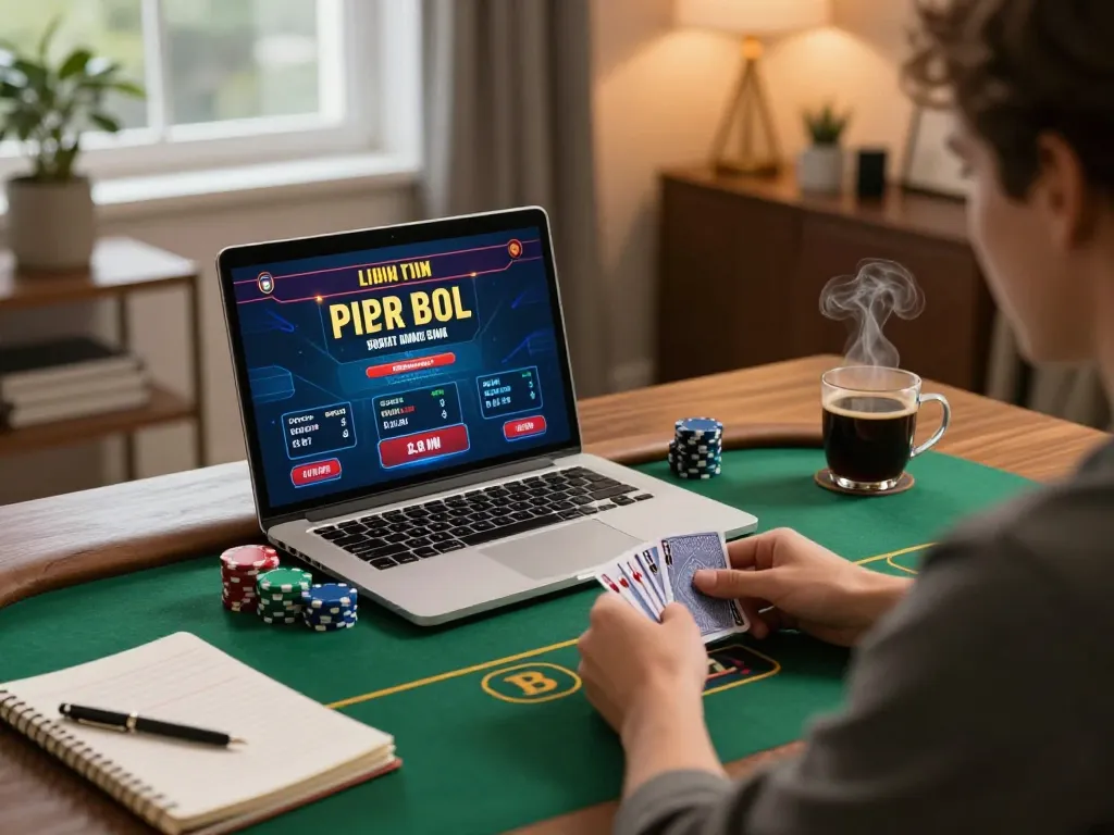 Player strategizing bets on live poker at https://888vnd.bid/ in a cozy home environment.