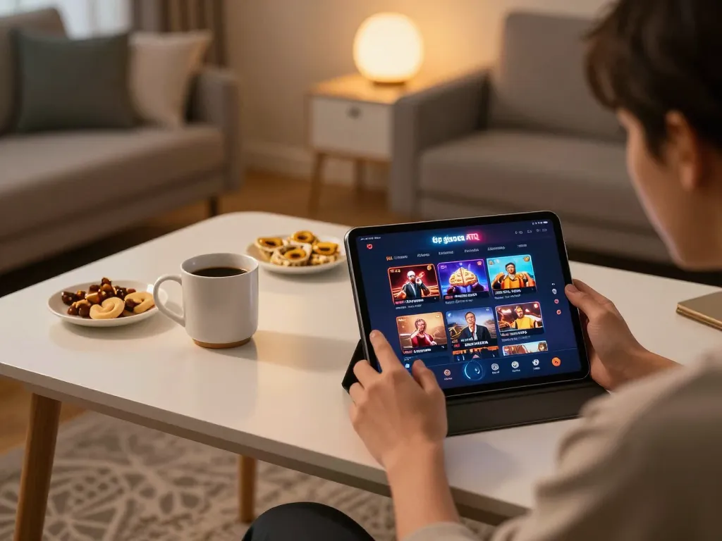 The tập đoàn ATQ casino app interface displayed on a tablet, showcasing exciting online gaming features.