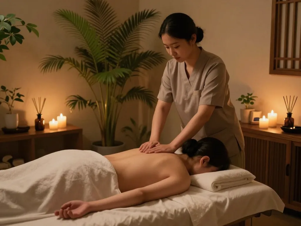 Relaxing 삼성동마사지 therapy session in tranquil spa setting.