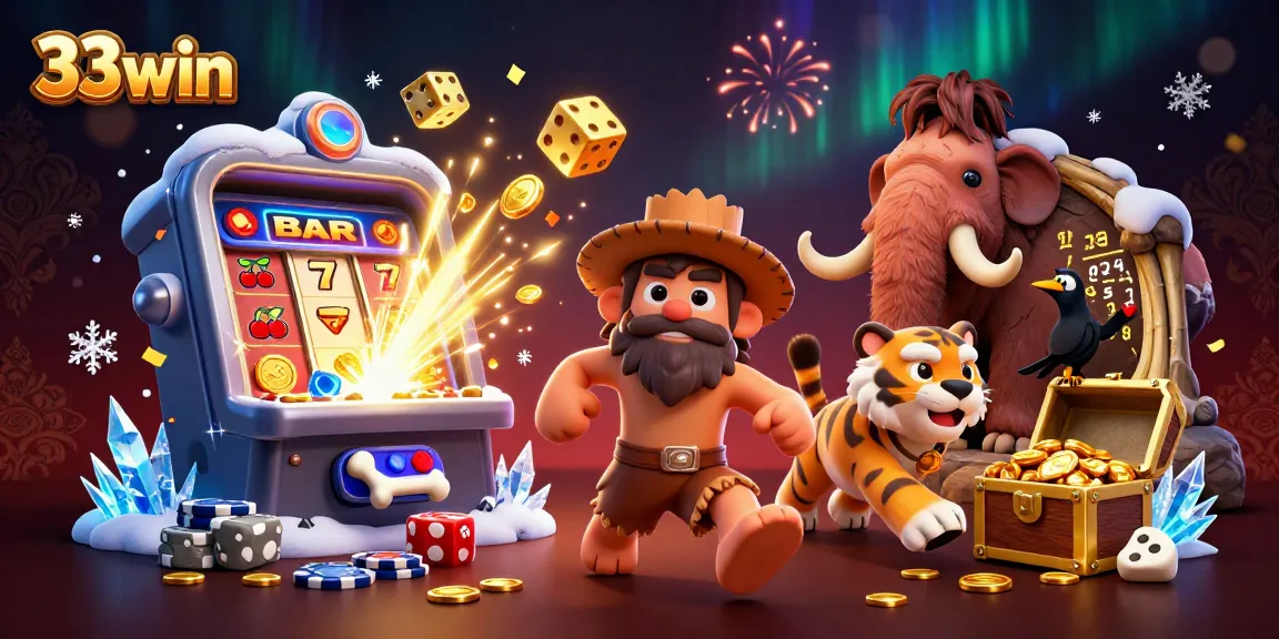 Experience thrilling wins at the 33win casino with a lively prehistoric theme.