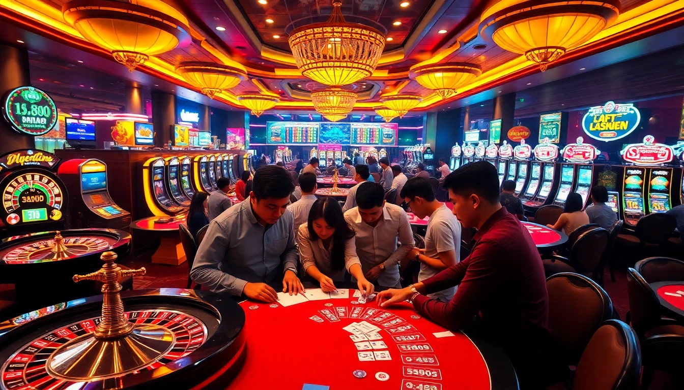 Pemain menganalisis angka untuk Utama4D Togel dalam suasana kasino yang hidup penuh kegembiraan.