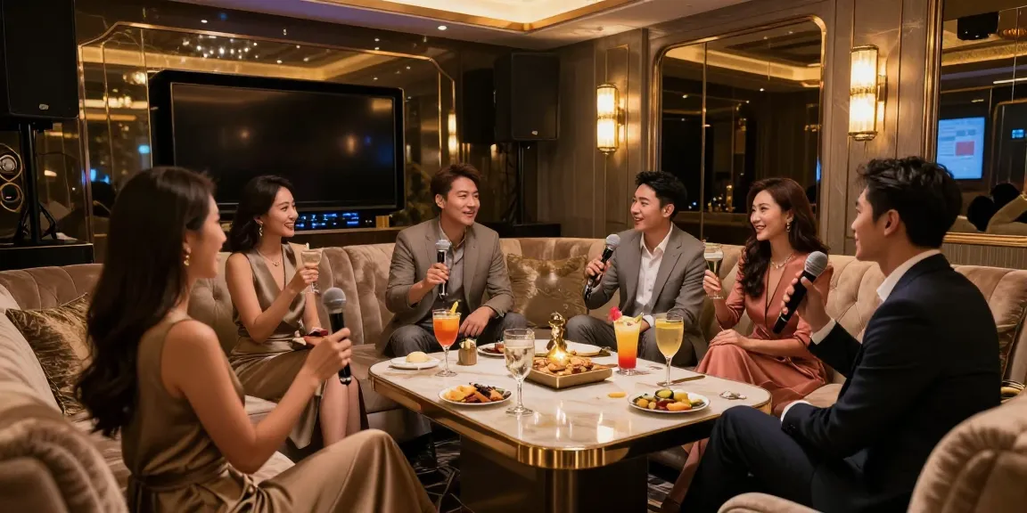 강남쩜오 고급스러운 노래방 내부에서 특별한 순간을 즐기는 모습