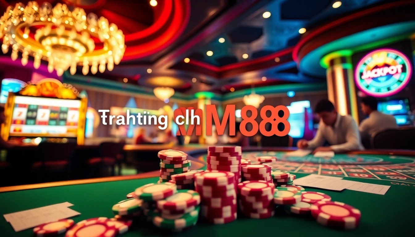 Experience the thrills of gambling at Trang chủ MM88 with players at roulette and blackjack tables.