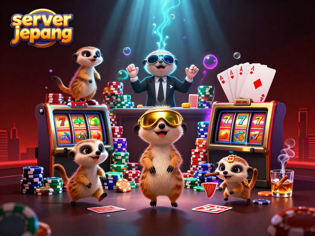 Experience thrilling gameplay with server jepang in this vibrant casino scene featuring meerkats.