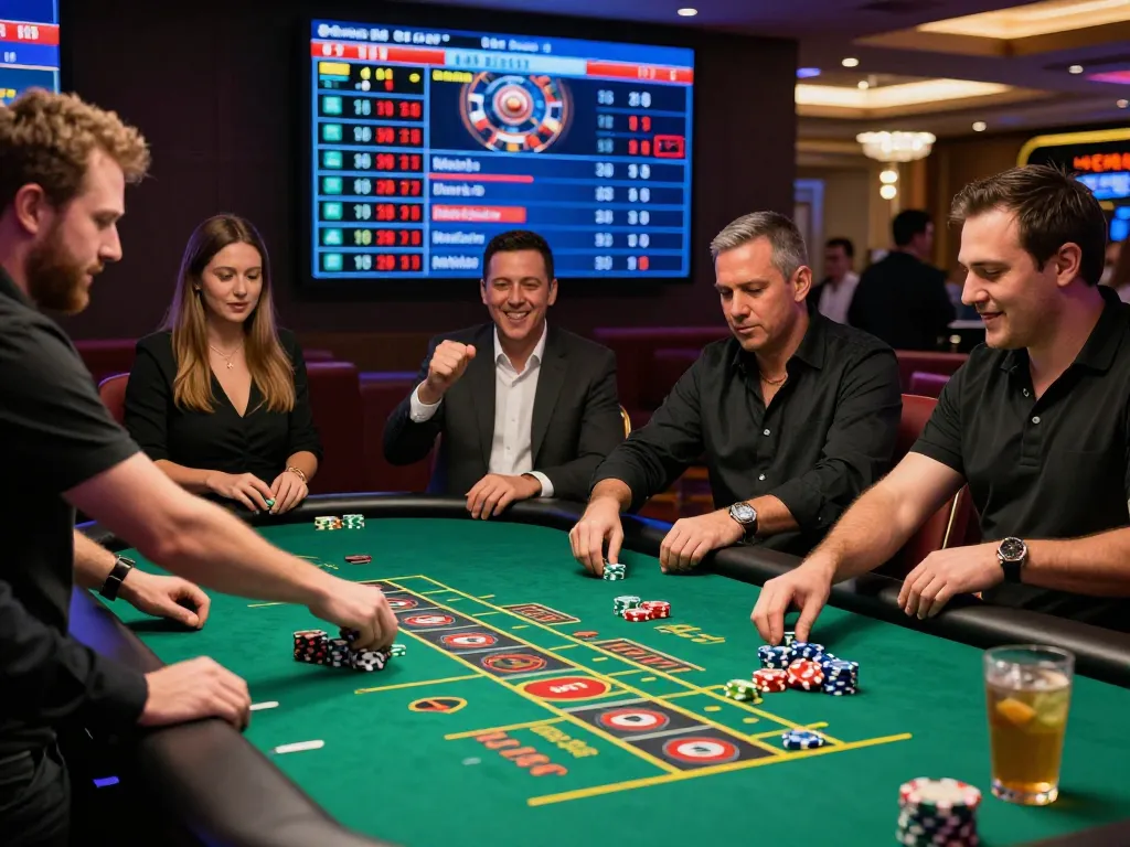 Engaging scene at https://bong99.pro/ live casino with players enjoying roulette and vibrant atmosphere.