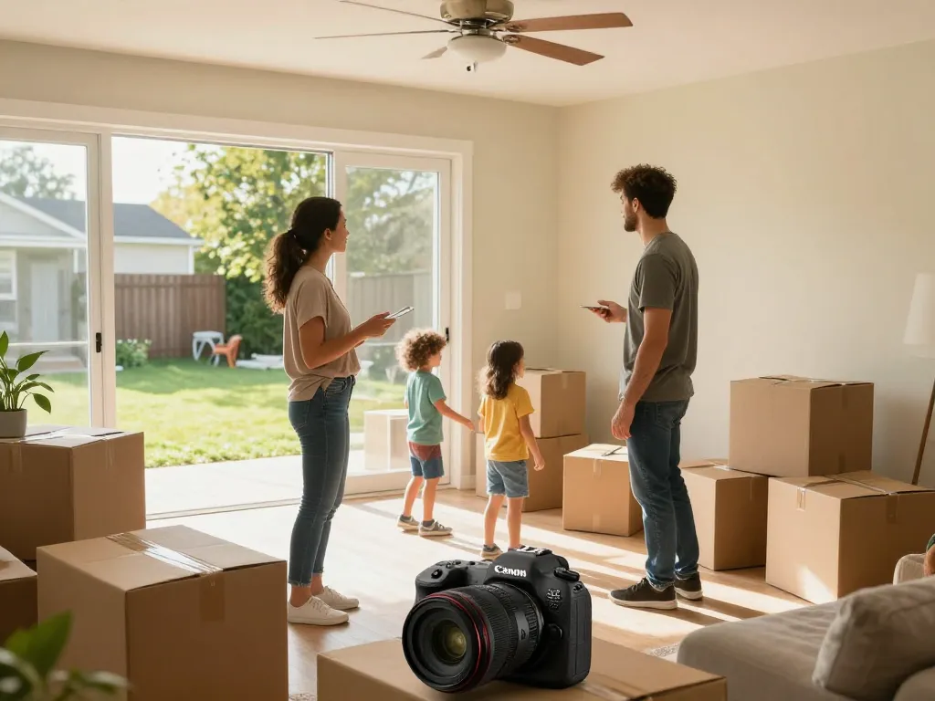 We buy houses scene showcasing a family discussing renovations and packing, emphasizing home selling journey.