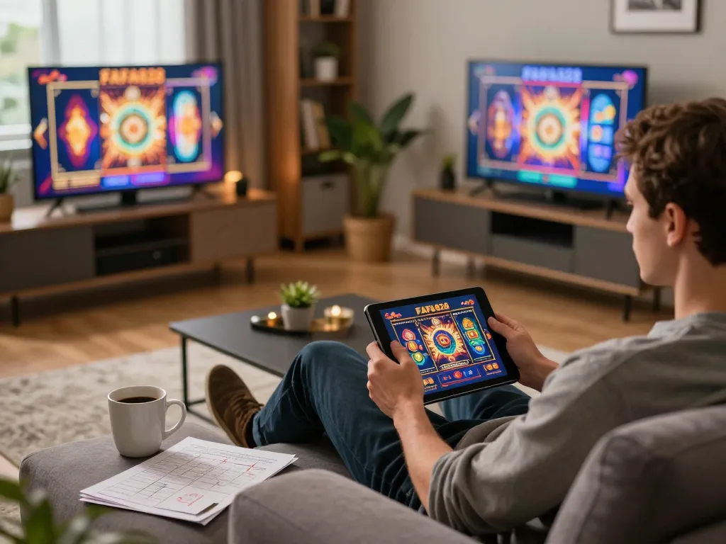 Engaging gameplay on FAFA828 casino platform with user enjoying a tablet.
