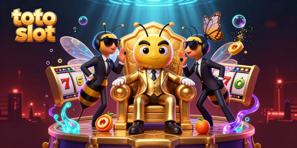 Experience thrilling toto slot action with a lively 3D illustration featuring a bumblebee boss and jackpot elements.