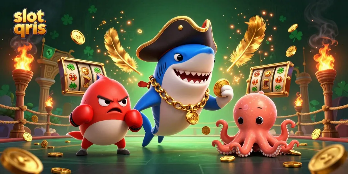 Engage in thrilling gaming with slot qris characters in a vibrant 3D illustration.
