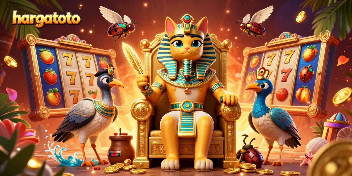 Engage with hargatoto's exciting slot games through vibrant 3D illustration showcasing thrilling jackpots.