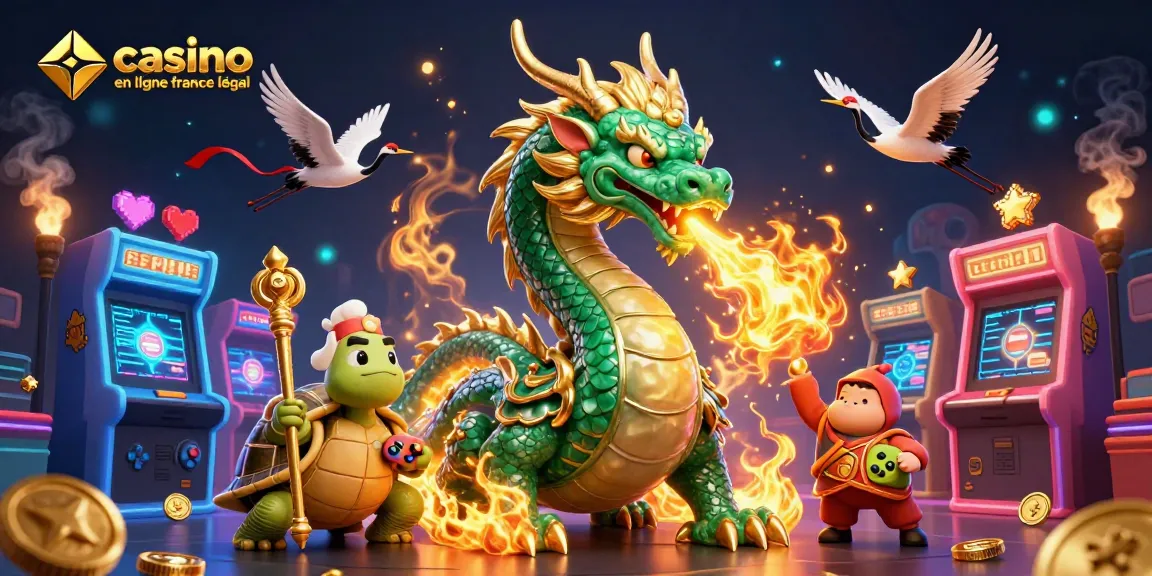 Actions des joueurs sur un casino en ligne France légal avec des dragons et des machines à sous colorées.