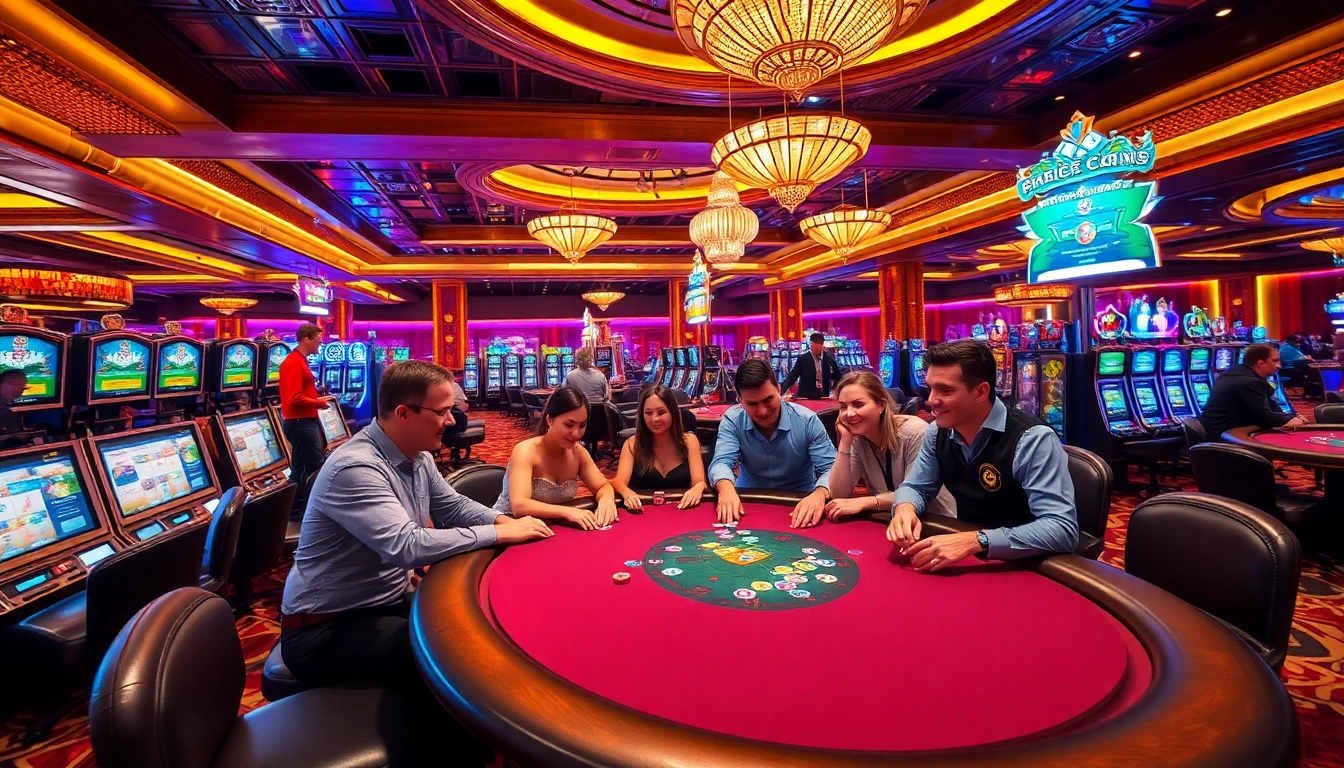 Exciting poker action at kp88. com casino tables, showcasing vibrant colors and engaged players.