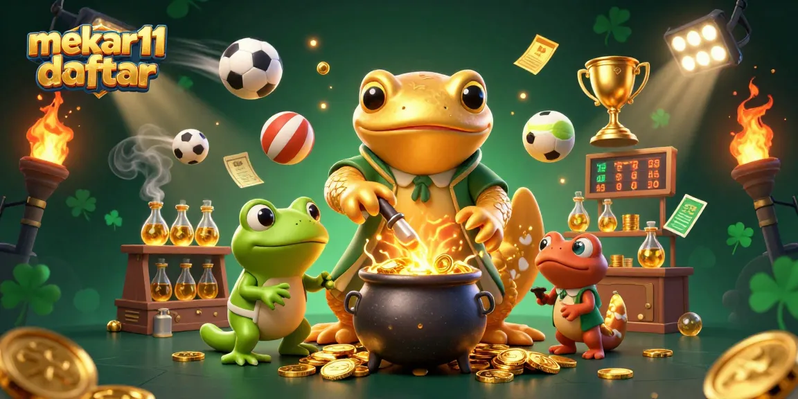 Bet and win with mekar11 daftar showcasing a vibrant 3D casino scene filled with characters and sports elements.