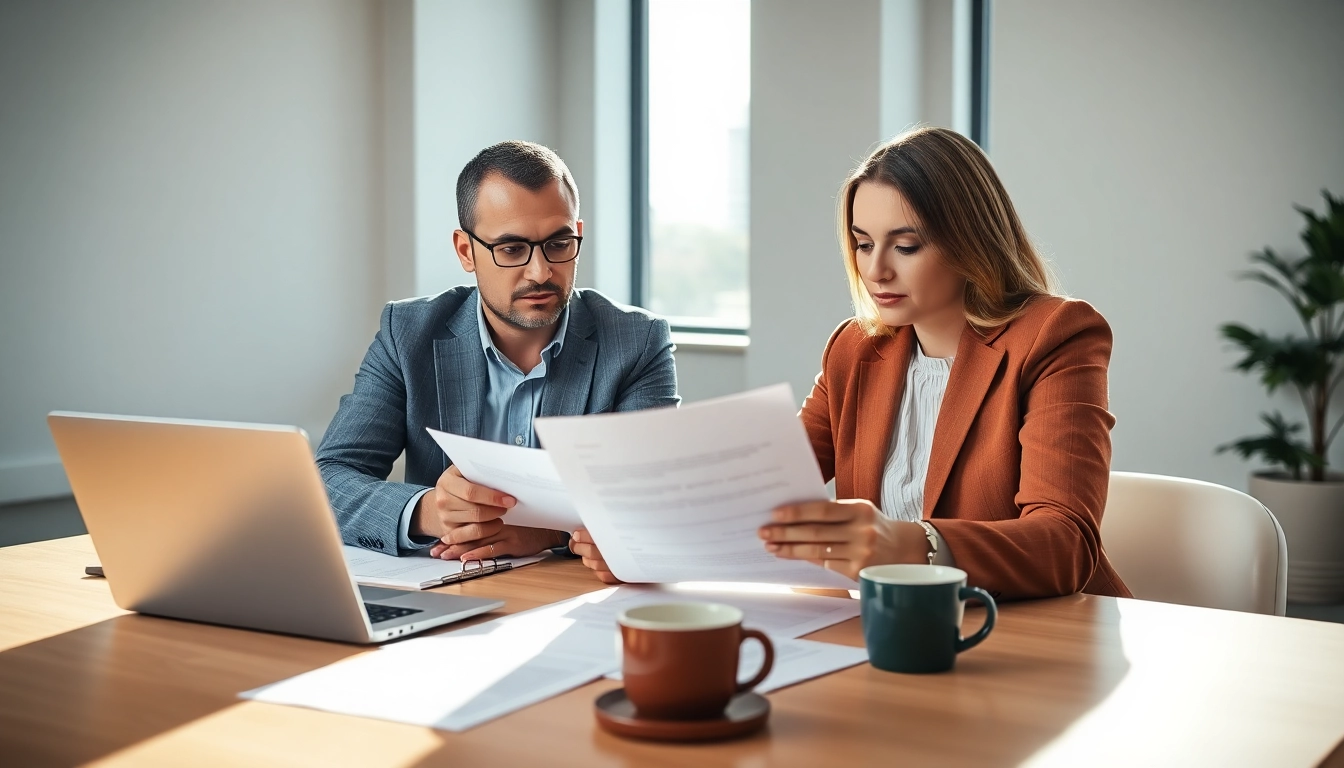 Engaged couple discussing their Family Law Financial Agreements in a professional setting.