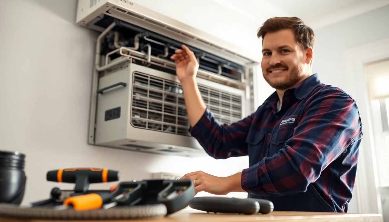 Skilled technician providing stillwater ac repair services with tools and equipment.