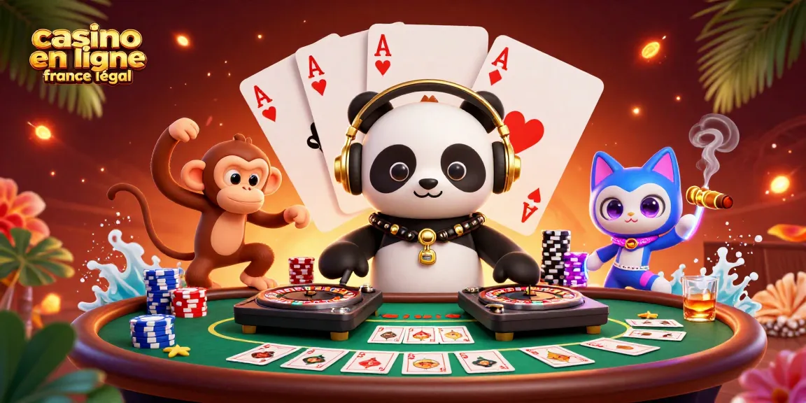 Jouer dans un casino en ligne légal en France avec DJ panda et personnages animés.
