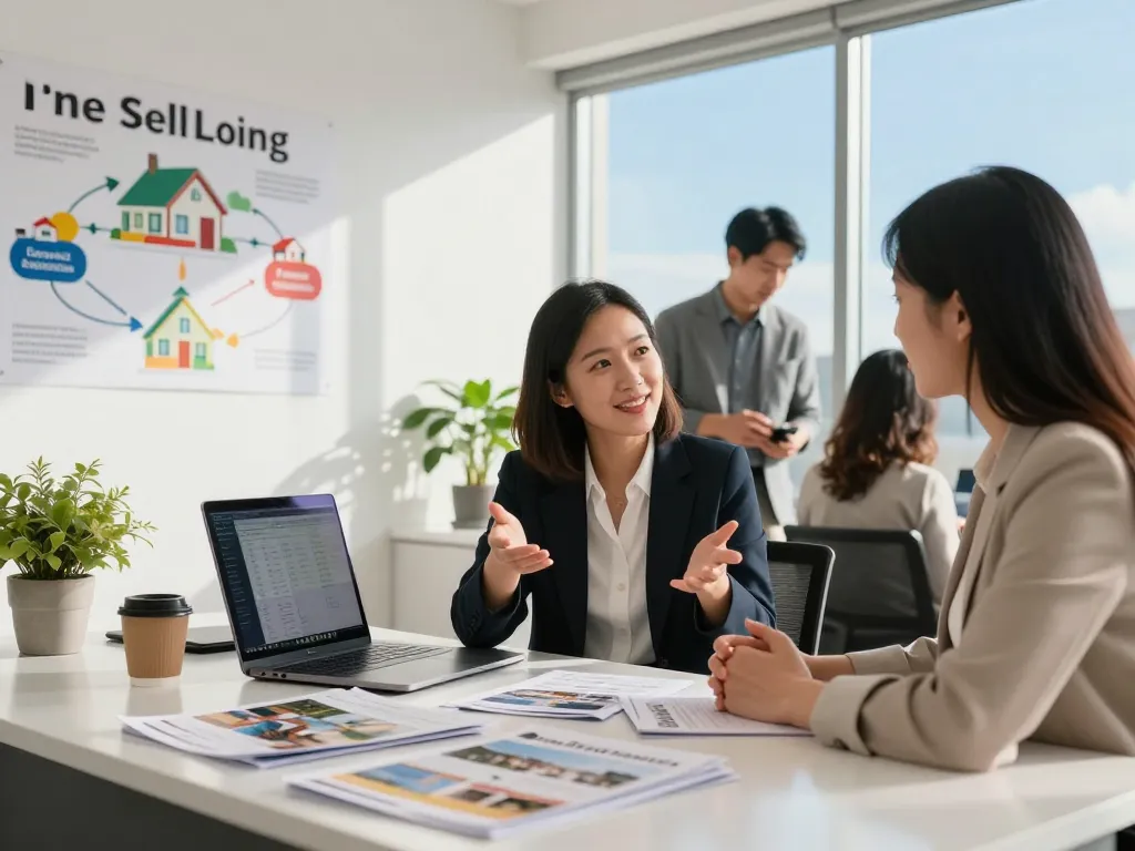Sell my home urgently with professional agents discussing quick sale options in a bright office
