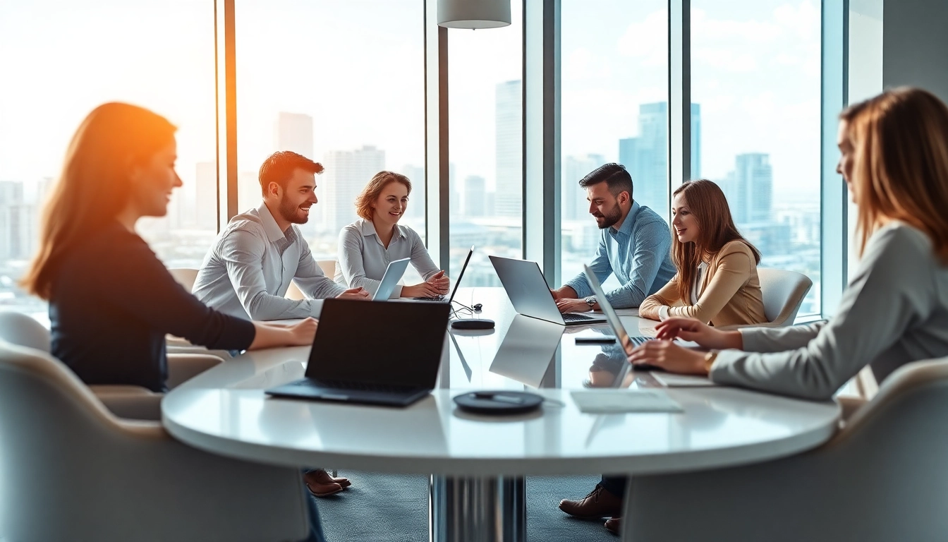 Delivering managed IT services Lakeland through team collaboration in a bright office setting.