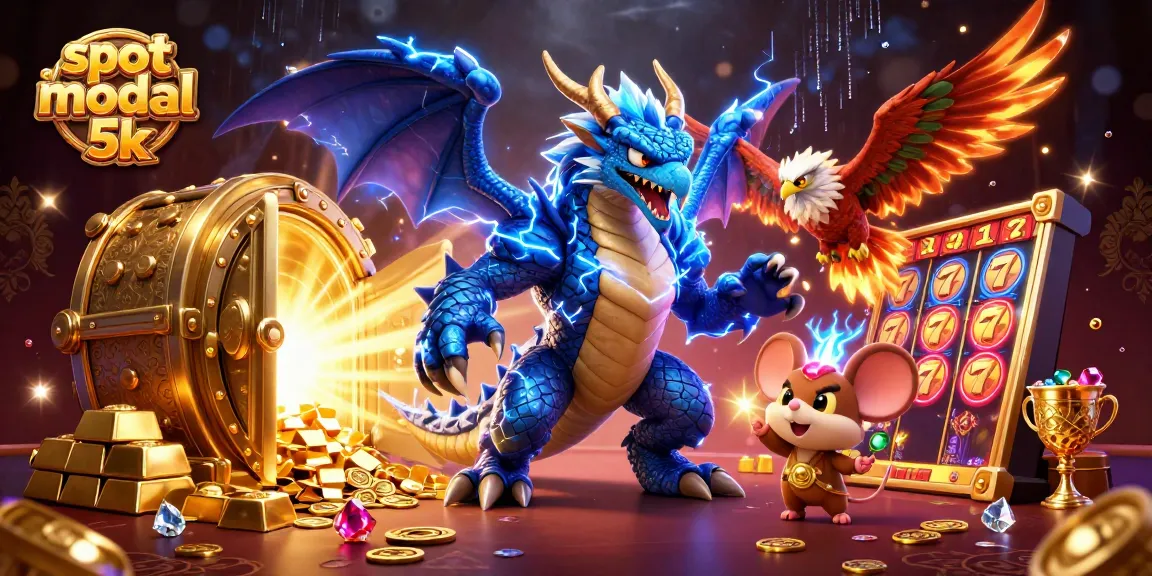 Play thrilling slot modal 5k games featuring a thunder dragon and glowing hawk in a rich casino scene.
