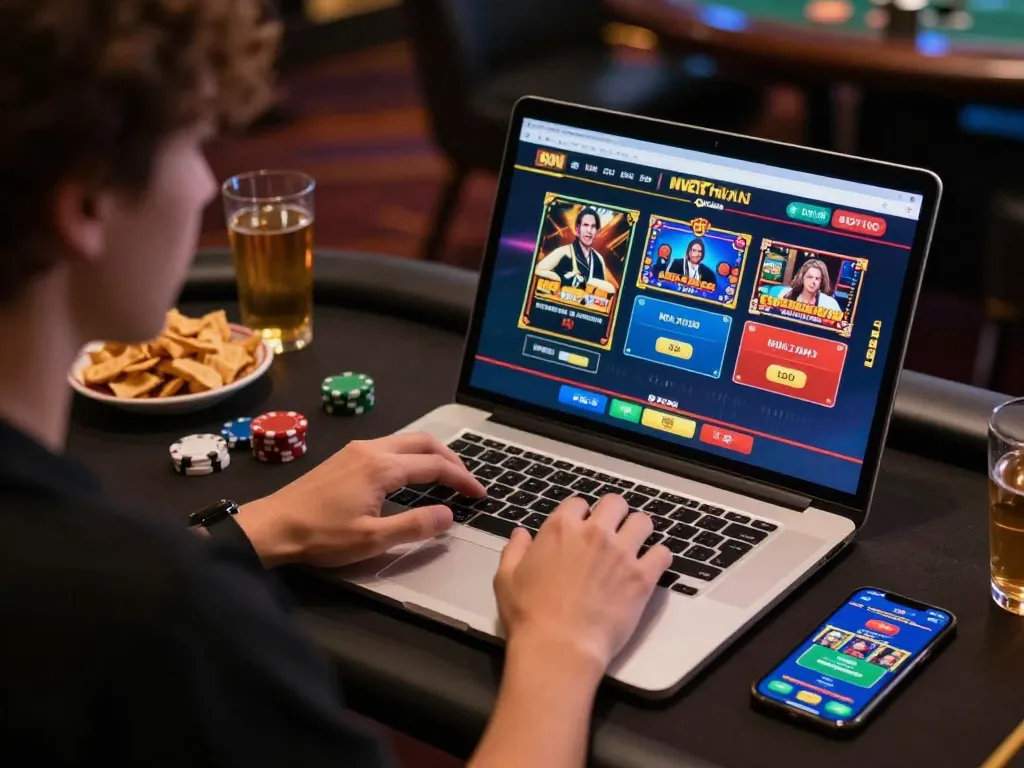 Player enjoying a gaming session at kkwin online casino with engaging visuals on screen