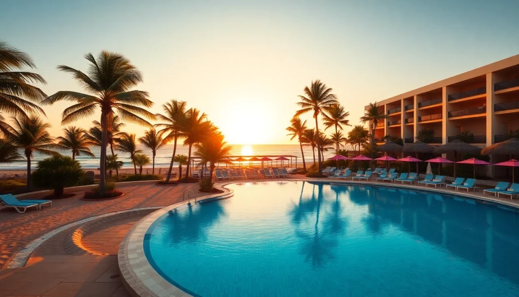 View of the best resorts in Cabo San Lucas with a beachfront infinity pool and sunset skies.