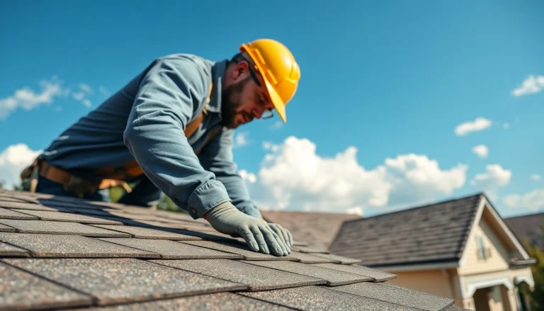 Skilled roofer providing Professional roofing services on a residential property in a sunny environment.