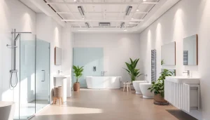 Sonni sanitär GmbH präsentiert hochwertige Badezimmerprodukte in stilvollem Showroom.