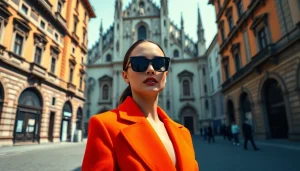 Fotografo Commerciale in azione, ritraendo un modello di alta moda a Milano con un'illuminazione brillante.