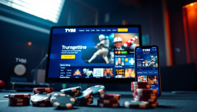 TV88 online gambling interface displaying sports betting and casino games