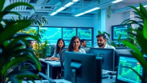 Engaged professionals analyzing data in a modern workspace focused on best cloud mining.