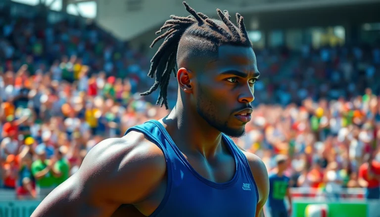 Chance Freeman demonstrating athletic prowess in a vibrant sports setting