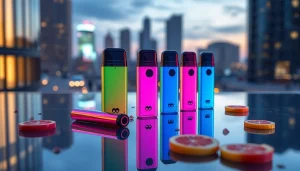 Entdecken Sie die einzigartigen hqd pods mit bunten Designs auf einem eleganten Tisch.