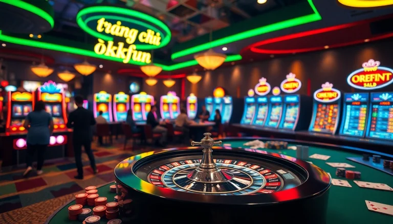 Experience the thrill of winning at the casino with "trang chủ okfun" as roulette wheels spin and players strategize.