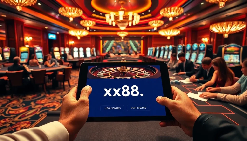 Experience the thrill of betting at https://xx88.boats/ with enthusiastic players at a vibrant casino table.