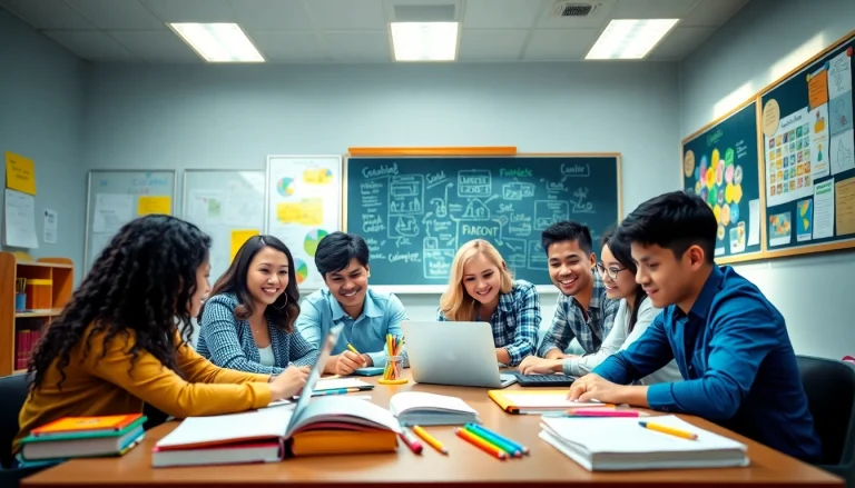 Students collaborating on a project in a vibrant classroom emphasizing Education.