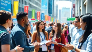 Job seekers in Chicago networking actively at a bustling job fair, showcasing opportunities.