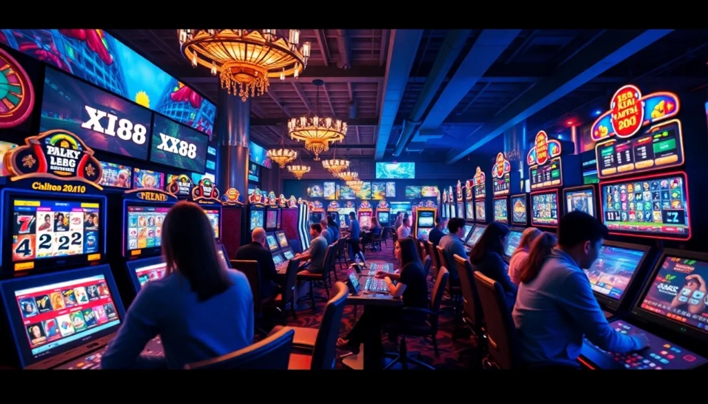 Exciting online gambling experience at XX88, showcasing vibrant casino games and digital betting platforms.