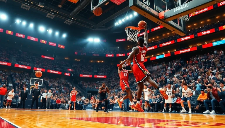 nba중계에서 선수들이 열띤 경기를 펼치는 모습