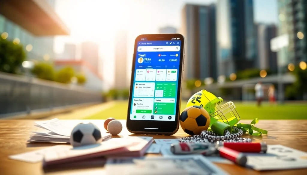 Engaging graphic of sports betting sites India featured on a smartphone amidst an urban setting.