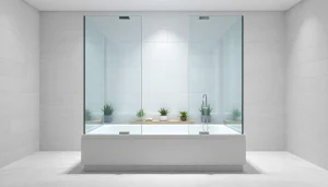 Installer la paroi de douche à l'italienne dans une salle de bain moderne et élégante.