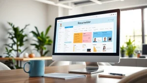 Creating a standout Resume Builder within a professional workspace setting, showcasing templates and tools.