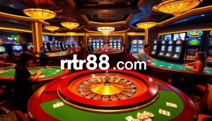 Experience thrilling gameplay at rr88 com with vibrant casino tables and exciting gaming elements.