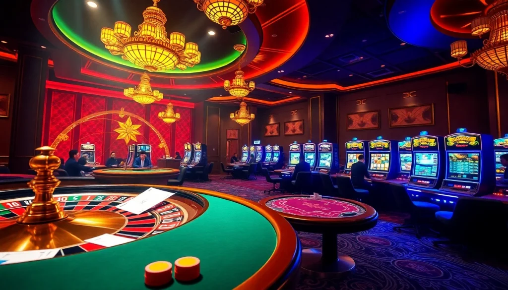 Experience the thrill of betting action at cair33bdg.com with colorful casino tables and vibrant gaming elements.