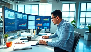 Analyze social media metrics for effective facebook smm panel strategies in a modern office setting.