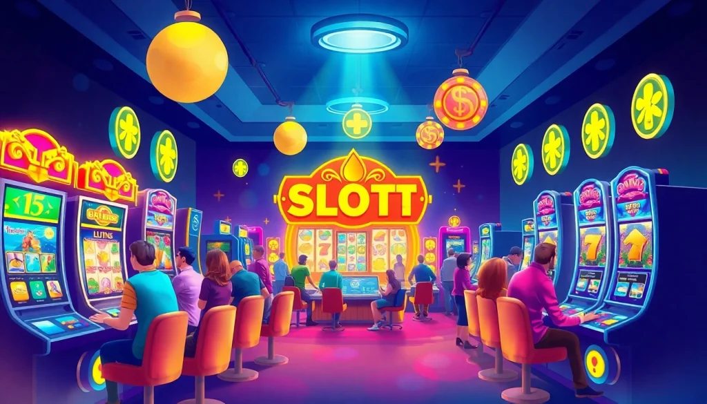 Kode4d slot gaming environment showcasing vibrant slot machines and engaged players in a secure digital space.