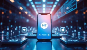 The i4助手 interface displayed on a modern smartphone, showcasing sleek technology and innovative digital elements.