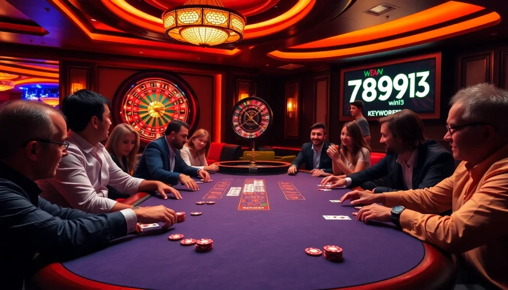 Players enjoying a thrilling game of poker at a casino table featuring 789win13.