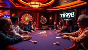 Players enjoying a thrilling game of poker at a casino table featuring 789win13.