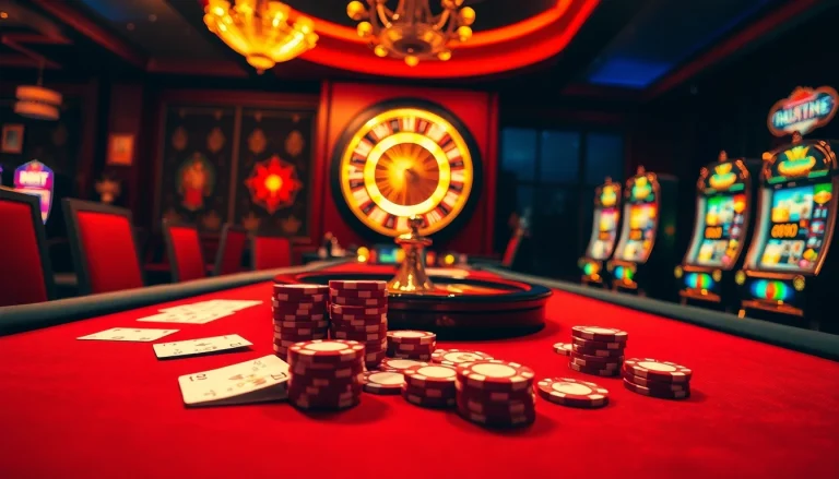 Engage with thrilling games at https://kkwin.diy/ glamorous poker table with vibrant chips.