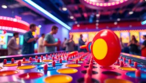 Game demo plinko yang mendebarkan dengan disc berwarna-warni jatuh melalui pin.